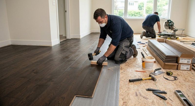 Dark Wood Floor Installation in West Bloomfield, MI